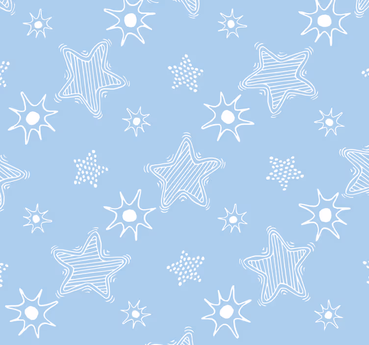 White and Blue Stars Wallpaper - TenStickers