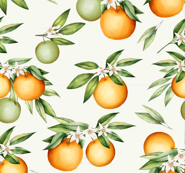 Oranges leaf pattern wallpaper - TenStickers