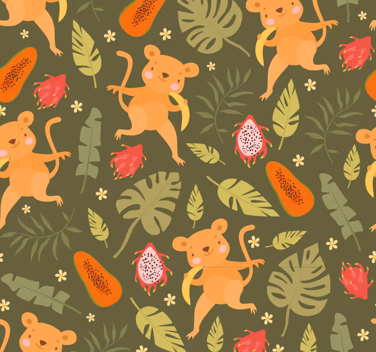 Group of monkey drawing animal Wallpaper - TenStickers
