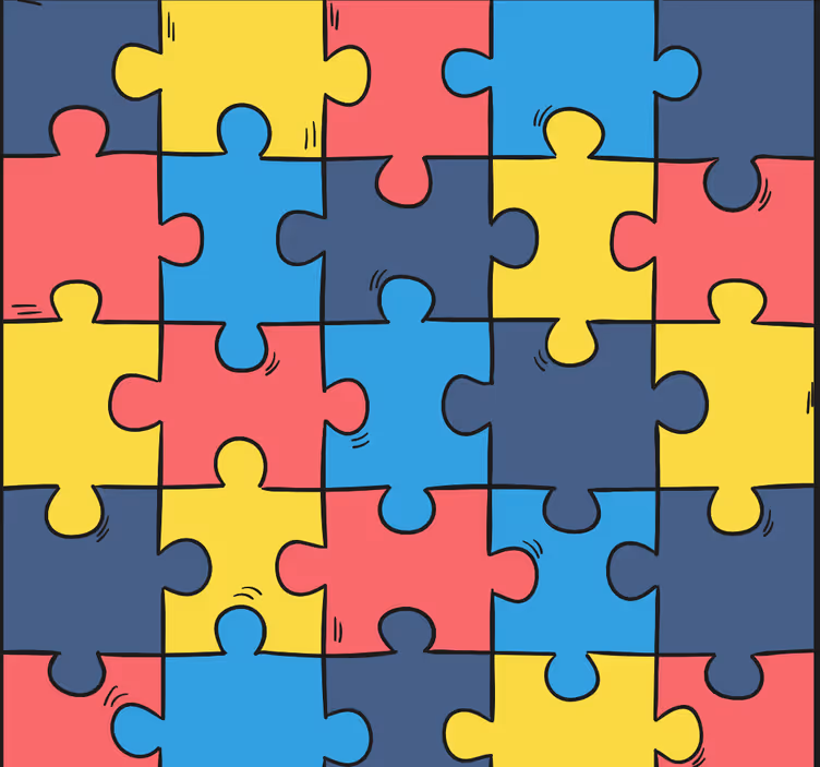 Puzzle Pattern wallpaper geometric - TenStickers