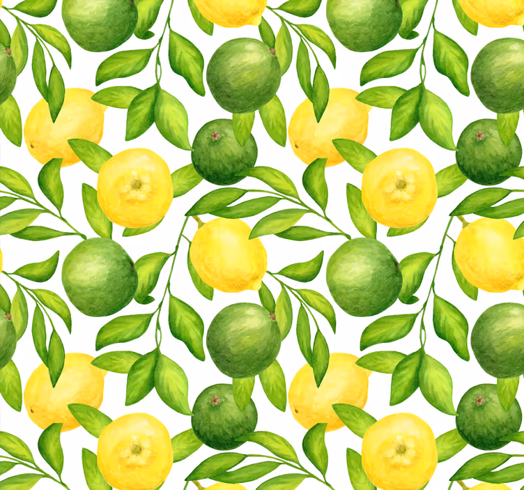 Lemons and Limes Citrus Wallpaper - TenStickers