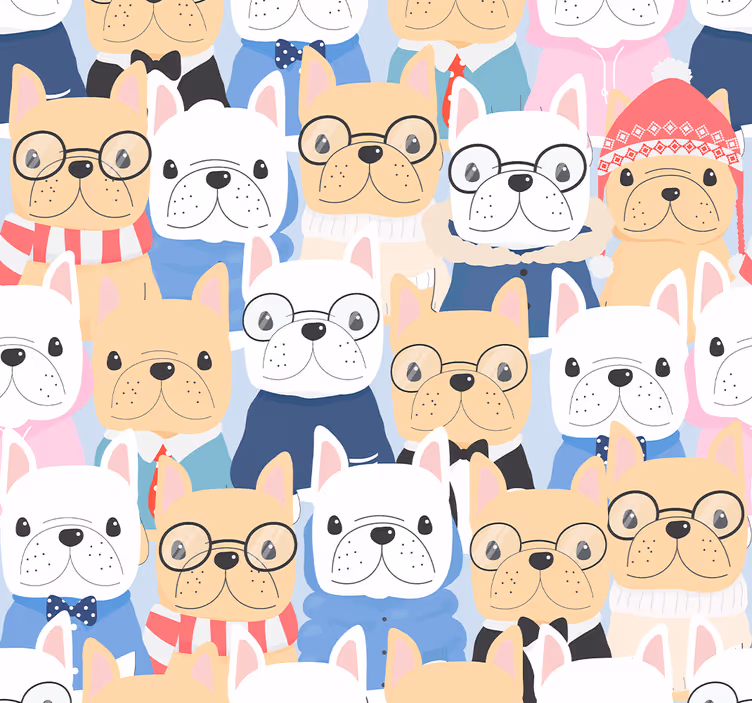 Bulldog Puppies cute dog wallpaper - TenStickers
