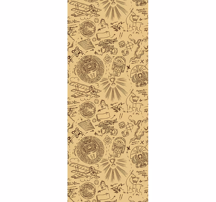Vintage Expedition Sketches retro wallpaper - TenStickers