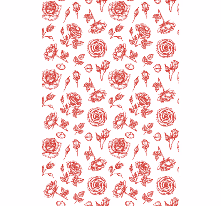 Sketched Floral Pattern flowers wallpaper - TenStickers