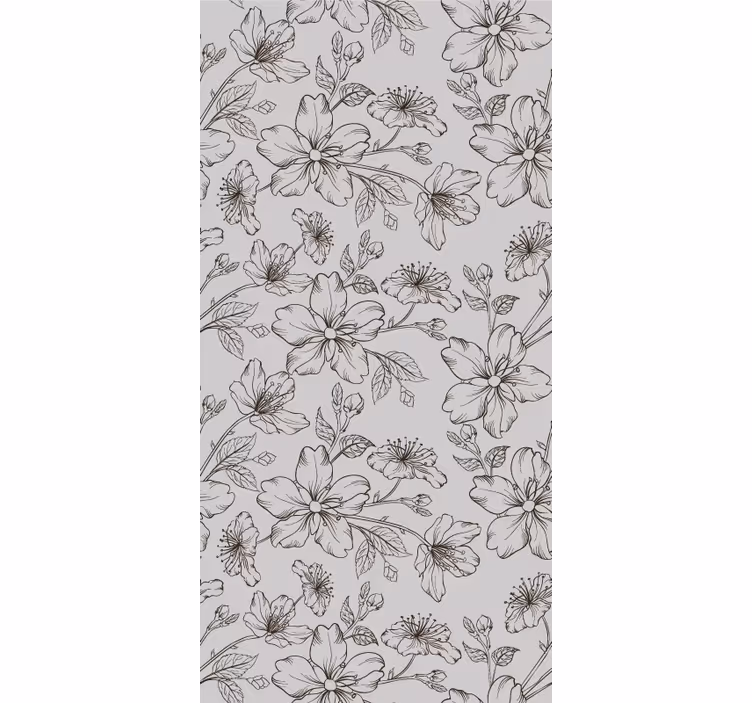 Drawn black flowers Flower Wallpaper - TenStickers