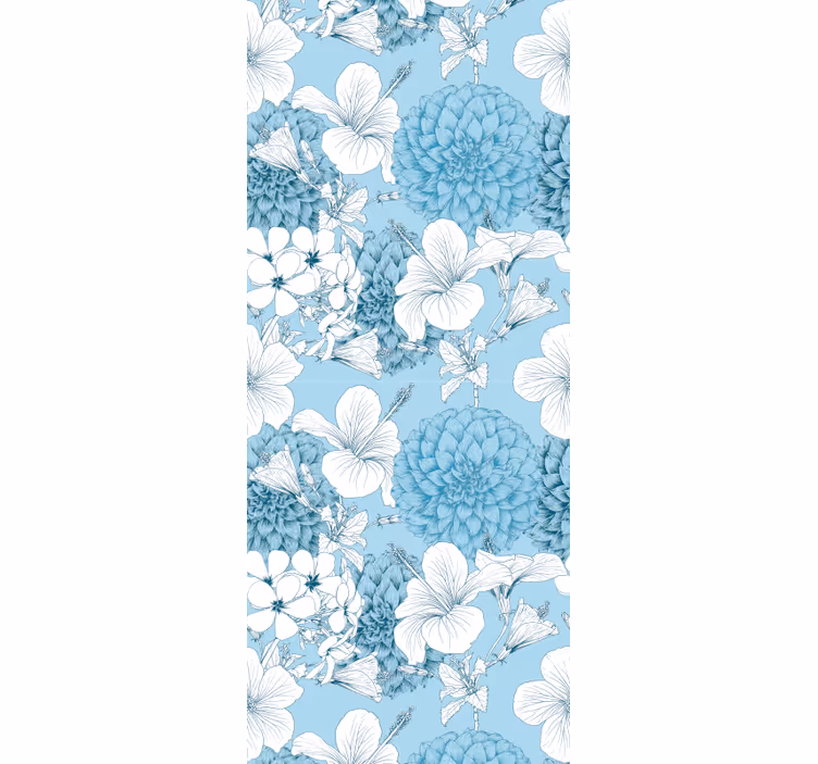 Floral Sketch Motif flowers wallpaper - TenStickers
