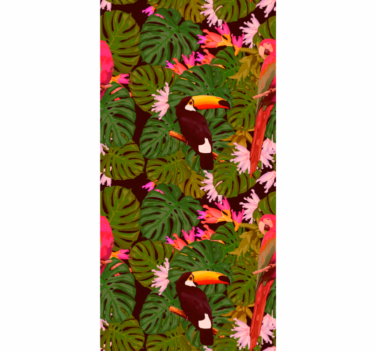 Tropical Toucan Motif jungle themed wallpaper - TenStickers