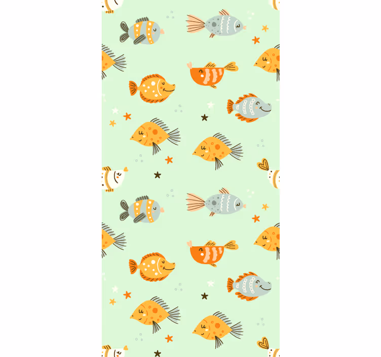 Aquatic Friends Pattern fishes wallpaper - TenStickers