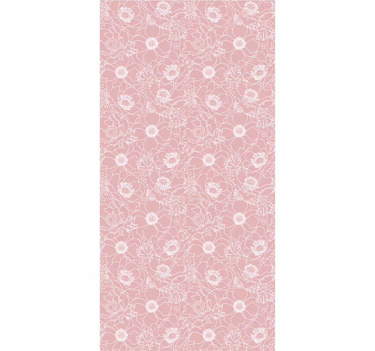 Floral Outline Motif flowers wallpaper - TenStickers