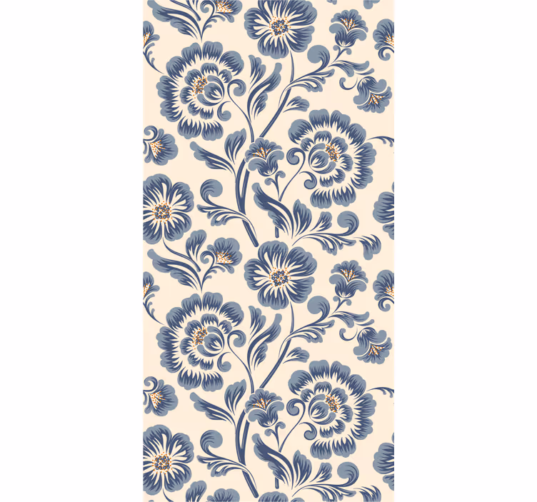 Blue vintage style flowery wallpaper - TenStickers