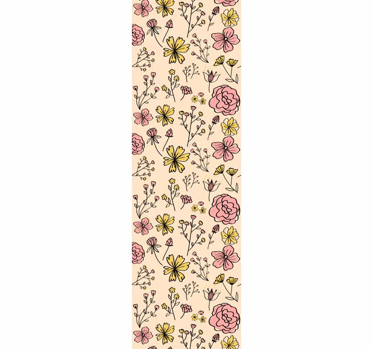 Vintage flowers draw wallpaper - TenStickers
