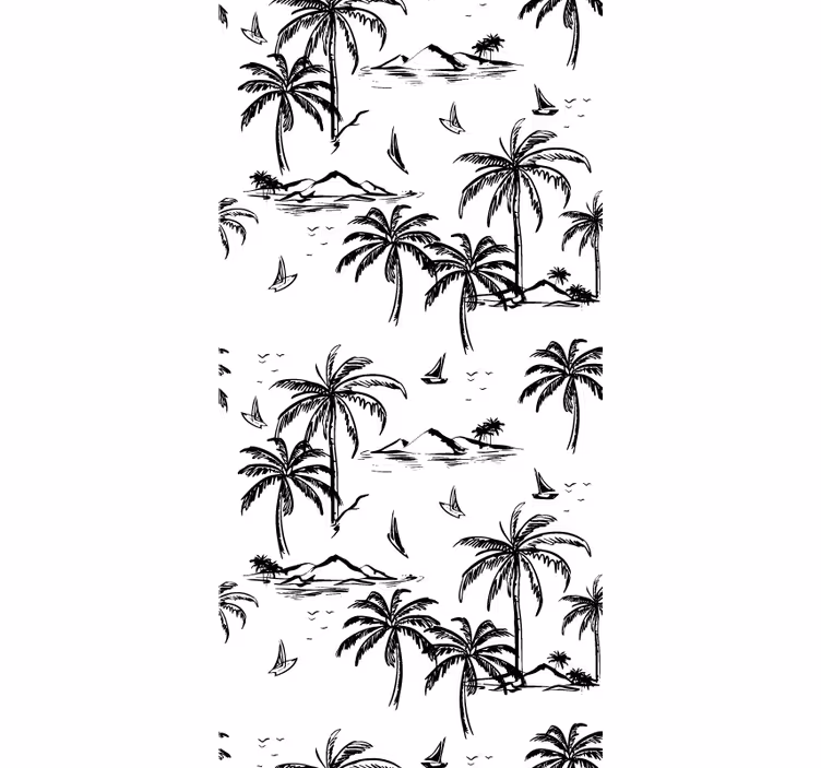Tropical Island Scenery jungle themed wallpaper - TenStickers