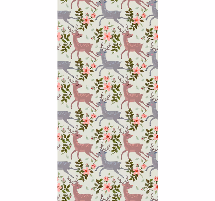 Deer Floral Pattern animals wallpaper - TenStickers