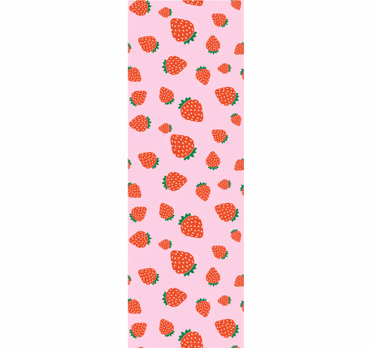 Strawberries pattern on pink flower wallpaper - TenStickers