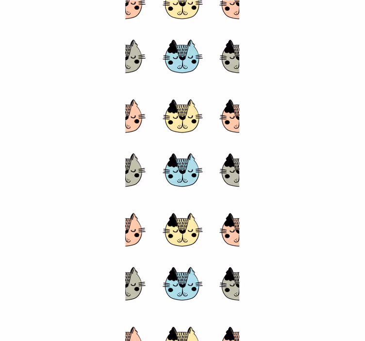 Cartoon Feline Faces cats wallpaper - TenStickers