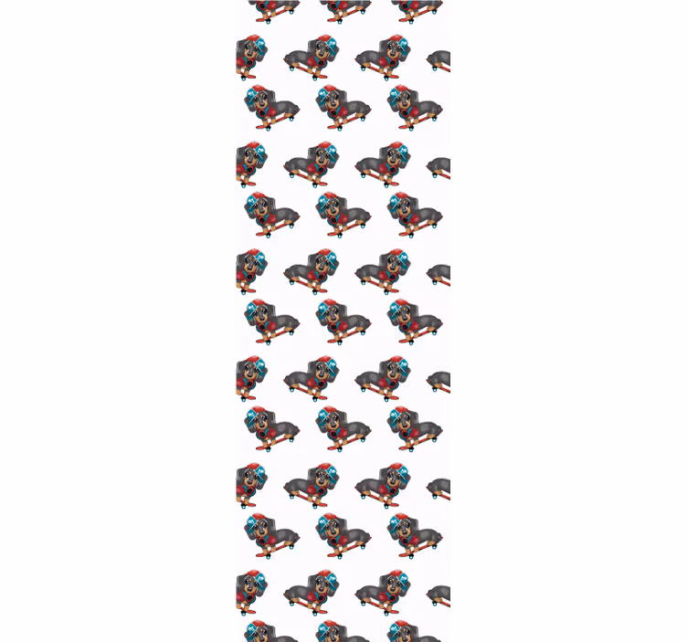 Sausage dog on a skateboard Bedroom Wallpaper - TenStickers