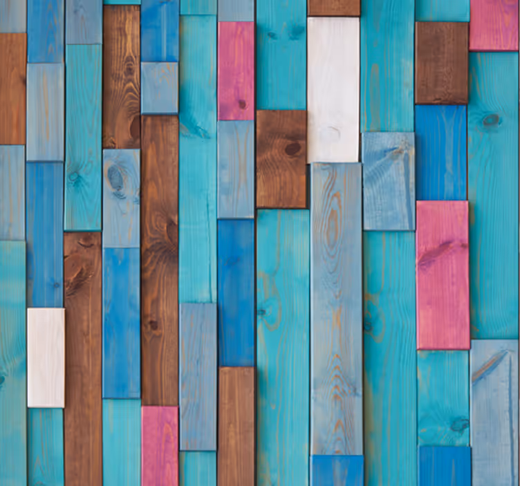 Multicolored Wooden Planks wood effect wallpaper - TenStickers