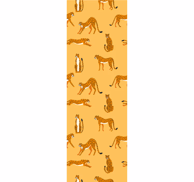 Yellow leopards  pattern Living Room Wallpaper - TenStickers