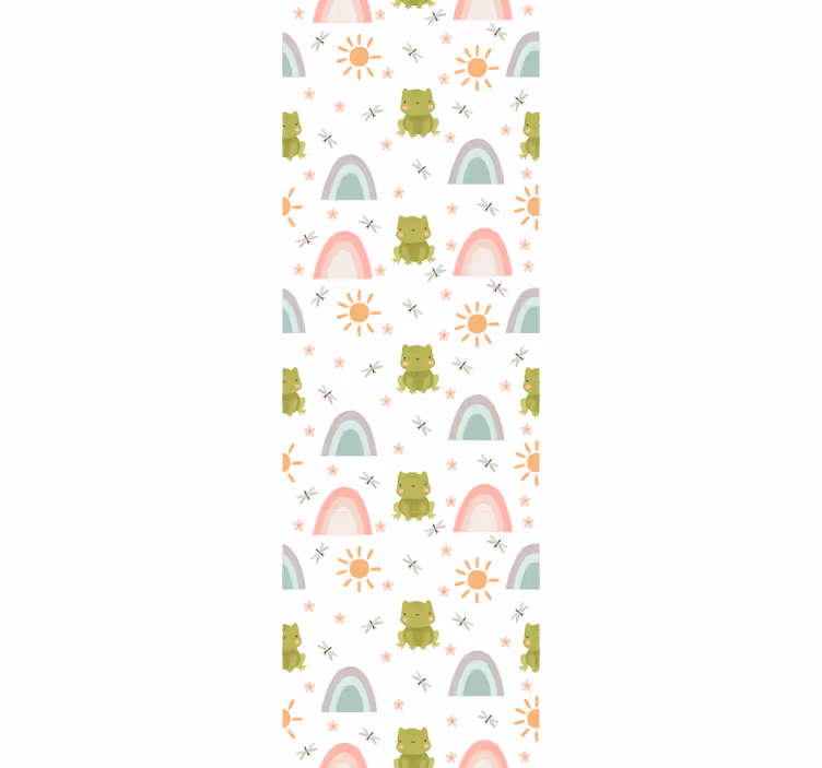 Cute design Frog cartoon tropical wallpaper - TenStickers