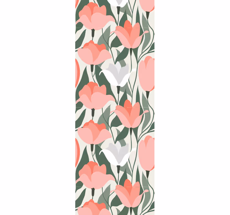 Botanical Tulip Pattern flowers wallpaper - TenStickers