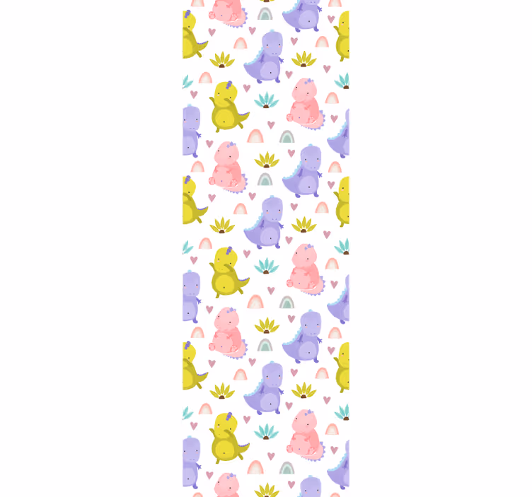 Dinosaur Delight Pattern nursery room wallpaper - TenStickers
