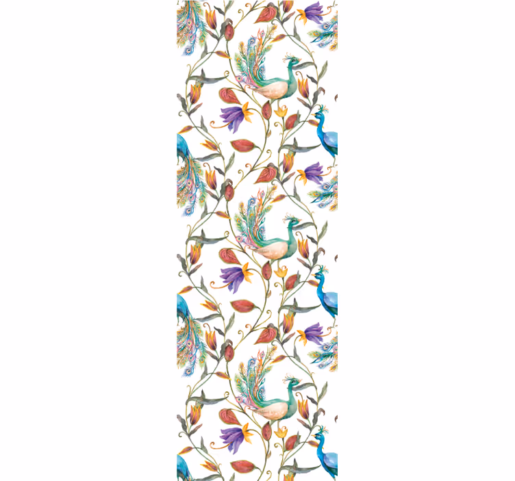 Garden with little birds Flower Wallpaper - TenStickers