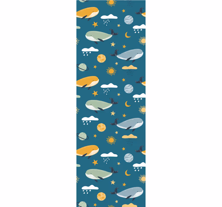 Trendy whale pattern children wallpaper - TenStickers