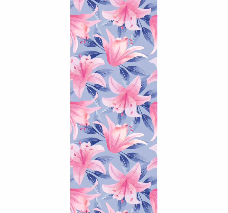Pink and purple illustration Flower wallpaper - TenStickers