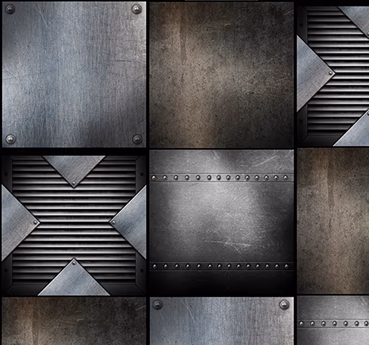 Geometric Metallic Panels wallpaper industrial - TenStickers