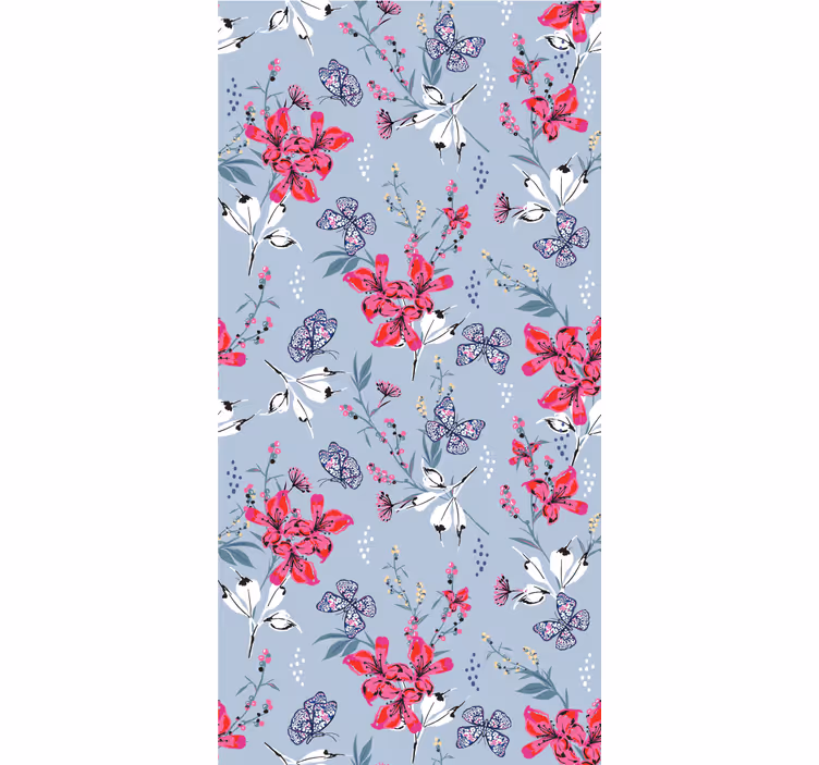 Floral Butterfly Design flowers wallpaper - TenStickers