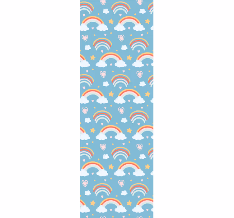 Playful Rainbow Clouds nursery room wallpaper - TenStickers