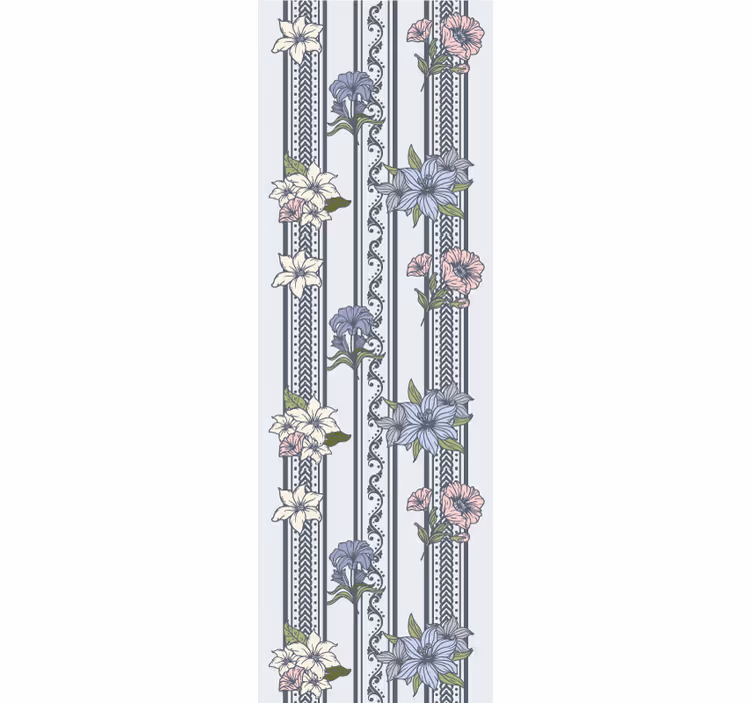 Floral Stripe Motif flowers wallpaper - TenStickers