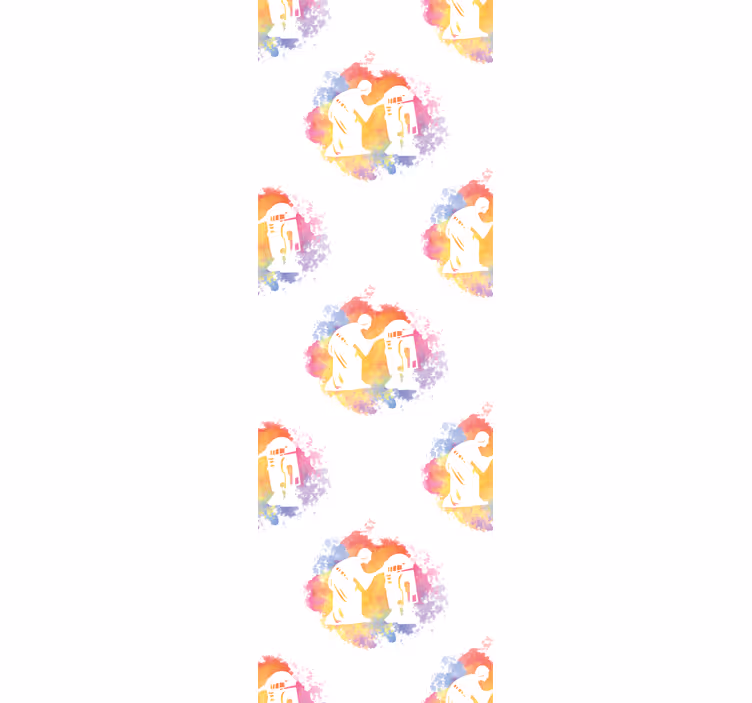 Abstract Couple Silhouette art wallpaper - TenStickers