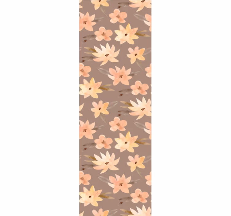 Brown blossoming pattern flowers wallpaper - TenStickers