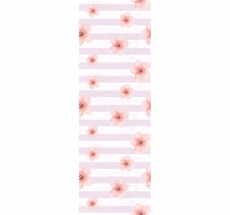 Cherry Blossom Stripes flowers wallpaper - TenStickers