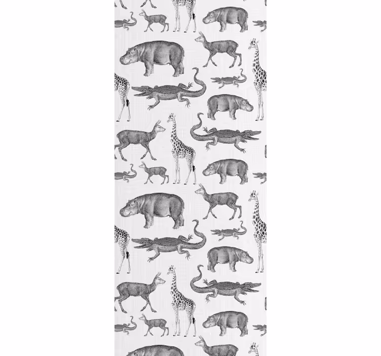 Tropical gray motif animals wallpaper - TenStickers