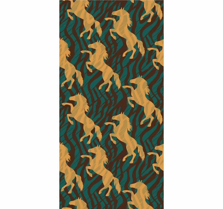 African style green and brown horse  wallpaper - TenStickers