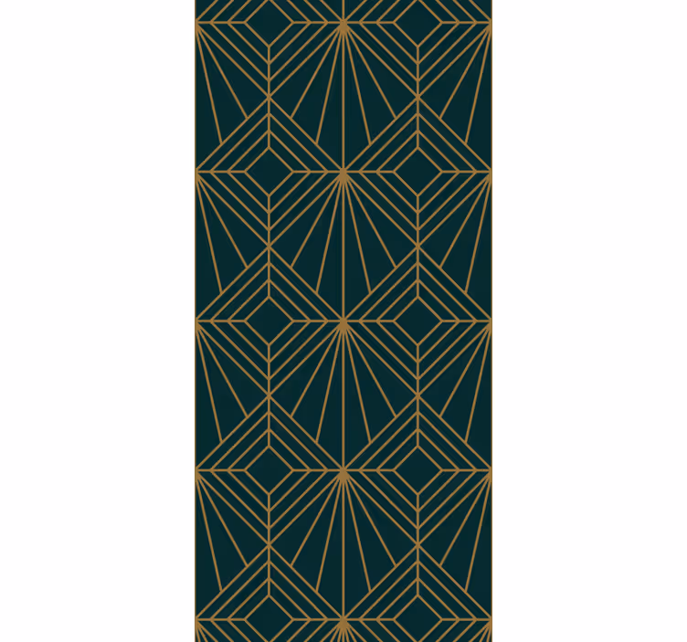 Wallpaper geometric stylish green and gold pattern - TenStickers