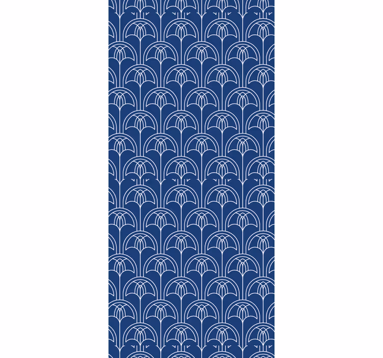 Blue outline pattern floral wallpaper - TenStickers
