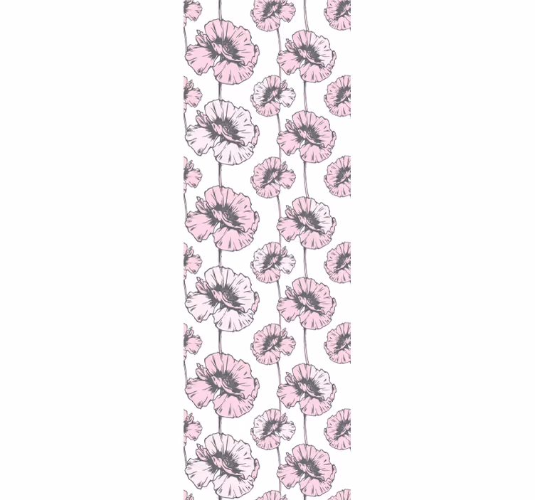 Pink simple pattern flowers wallpaper - TenStickers