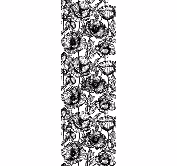 Black Floral Pattern flowers wallpaper - TenStickers