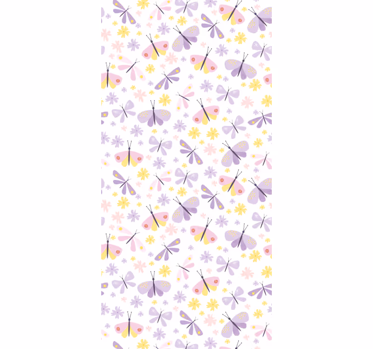 Butterflies wallpaper delicate purple pattern - TenStickers