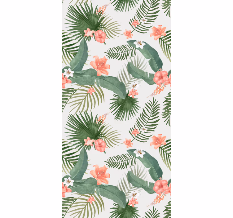 Floral Greenery Pattern jungle themed wallpaper - TenStickers