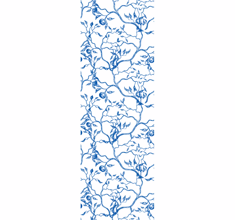 Blue branches motif leaves wallpaper - TenStickers