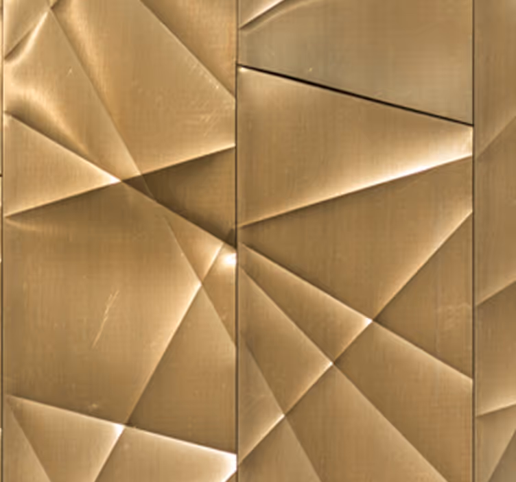 Metal effect wallpaper geometric gold pattern - TenStickers
