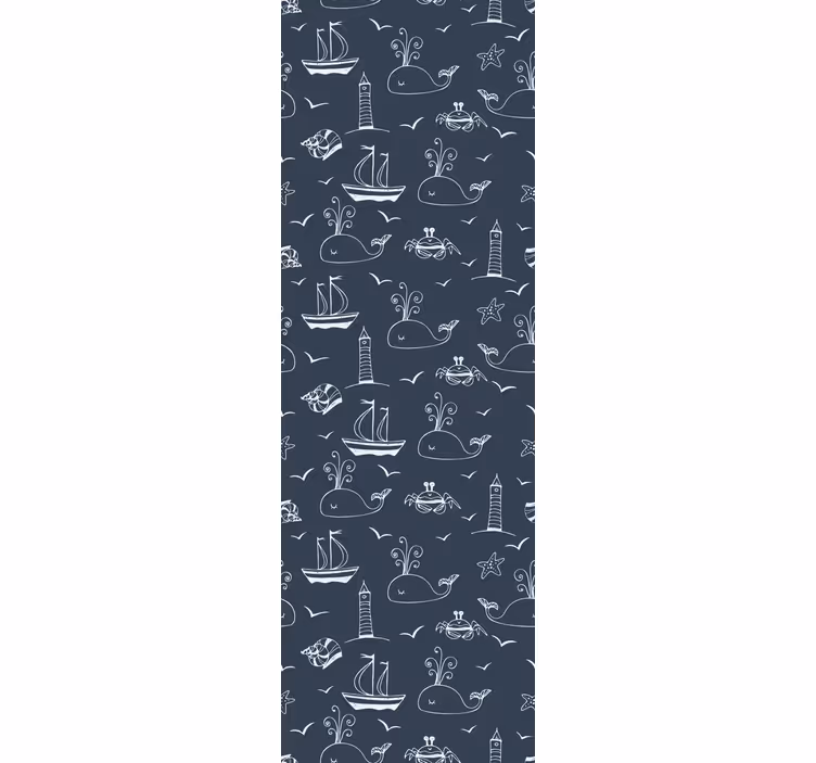 Whale  nautical scene fishes wallpaper - TenStickers
