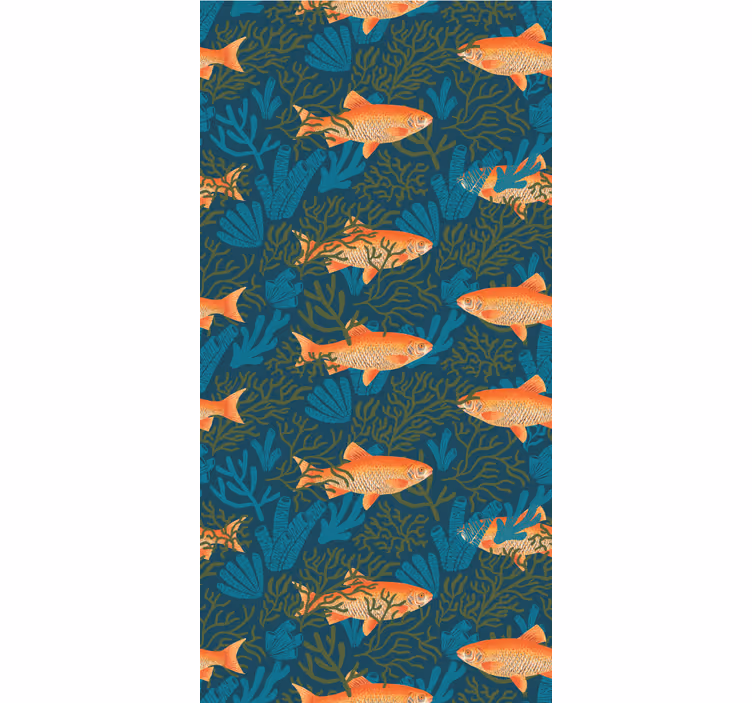 Realistic blue and orange motif fishes wallpaper - TenStickers