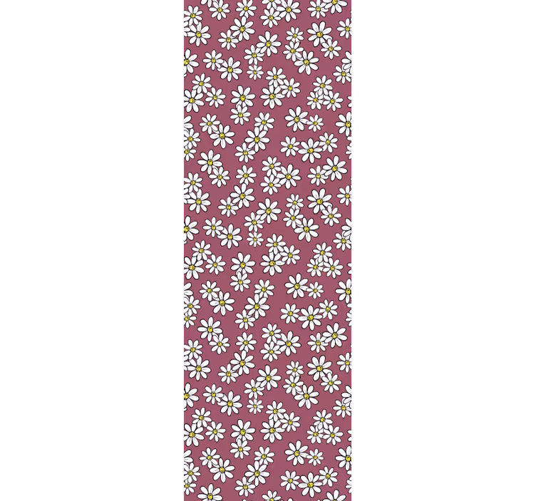 Daisies on red pattern flowers wallpaper - TenStickers