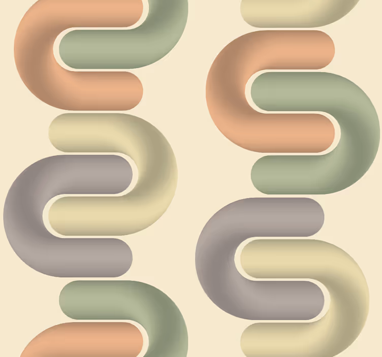 Curved shapes layer living area wallpaper - TenStickers