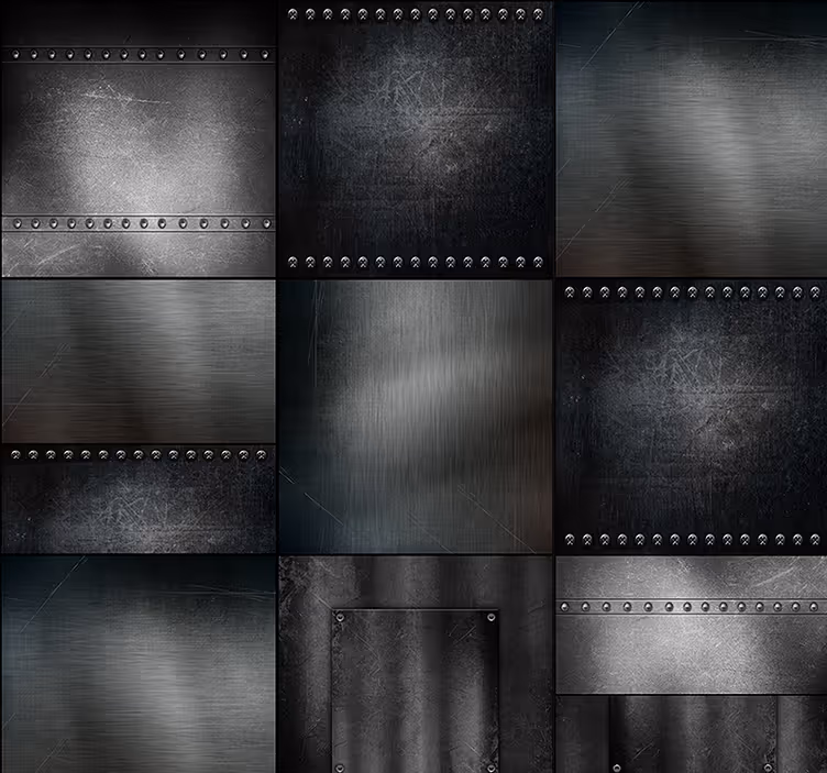 Metallic Panel Design metal effect wallpaper - TenStickers